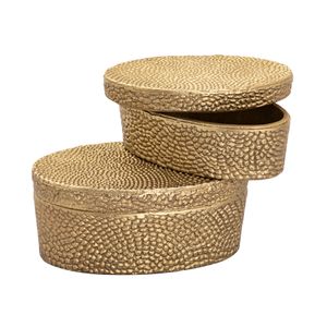 Oval Pebble Box - Small Brass 5