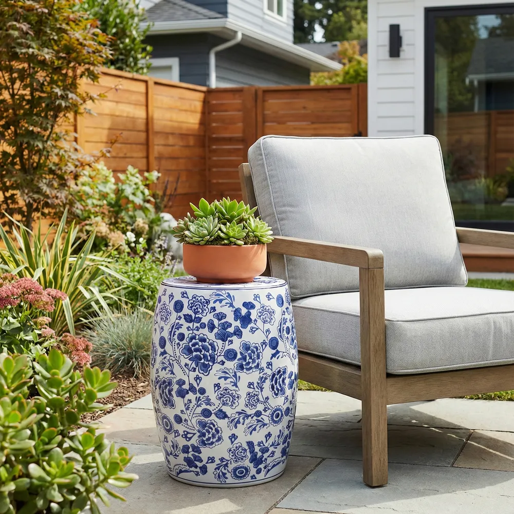 PEYTONWELL BLUE GARDEN STOOL 18 (IN)