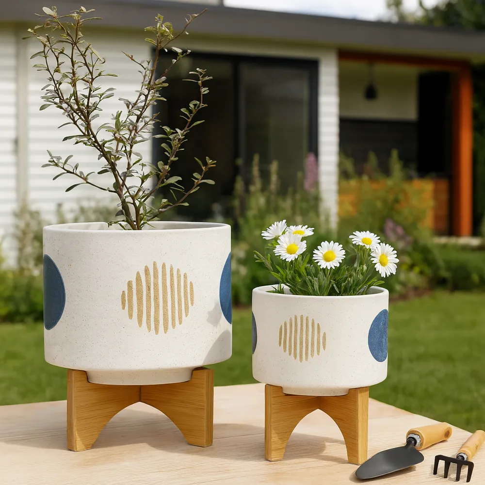 BLAINEWICK SET OF 2 WHITE PLANTER 11 (IN)
