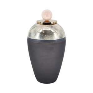 GLASS, 19" VASE W/ RESIN TOPPER, GRAY 4
