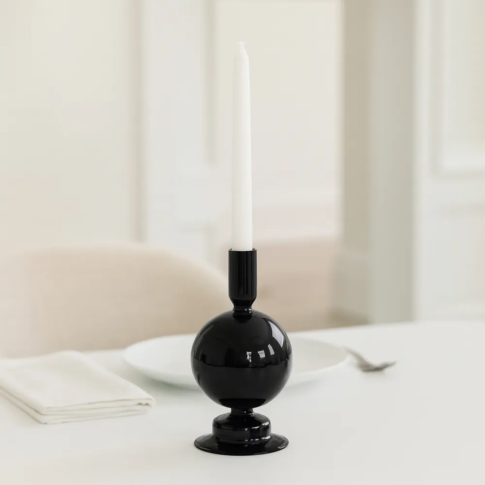 SKYLERCLIFF BLACK CANDLE HOLDER 7 (IN)