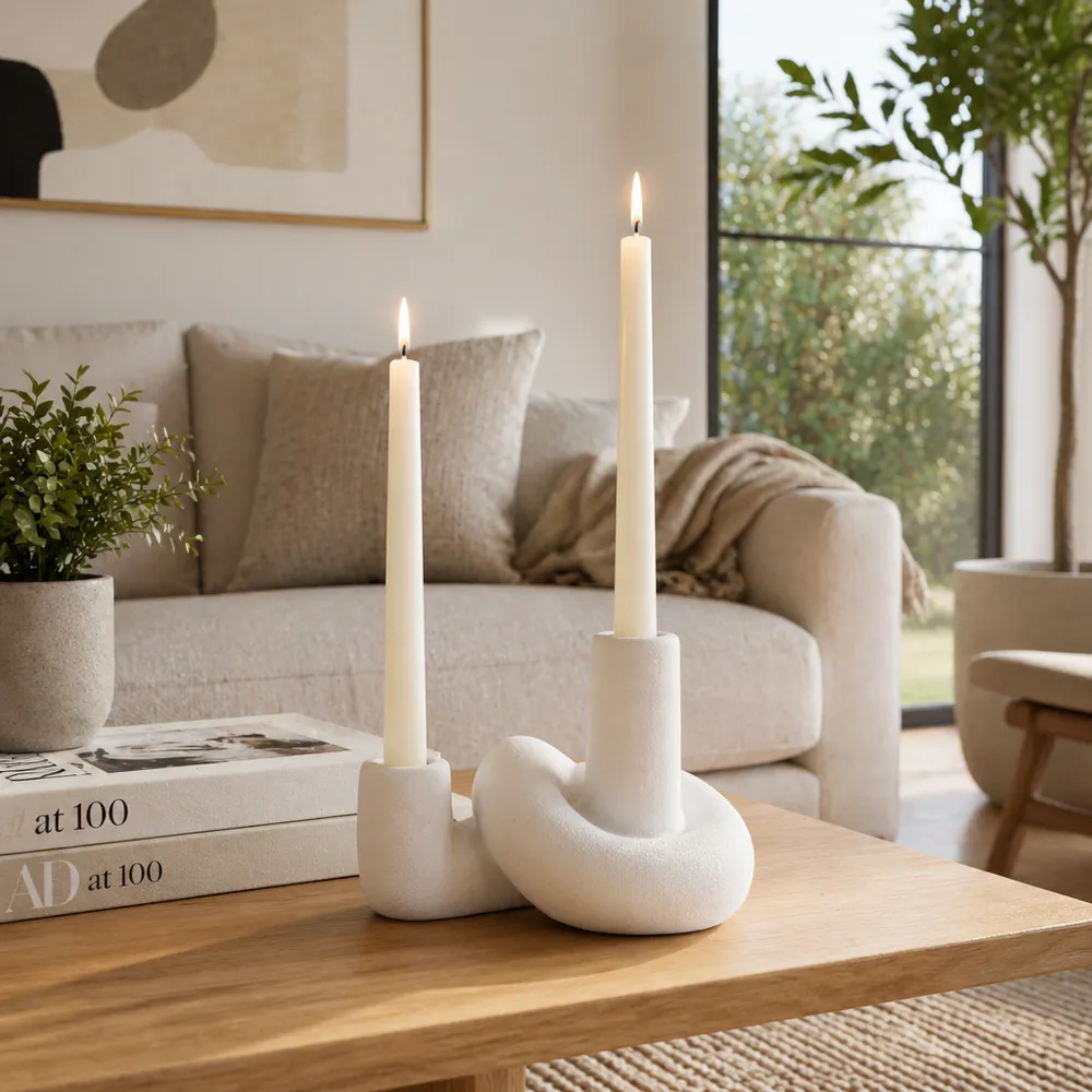 CORBINVIEW WHITE CANDLE HOLDER 6 (IN)