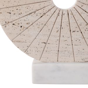 11X10" TRAVERTINE OPEN CIRCLE ON MARBLE BASE, TAN/ 6