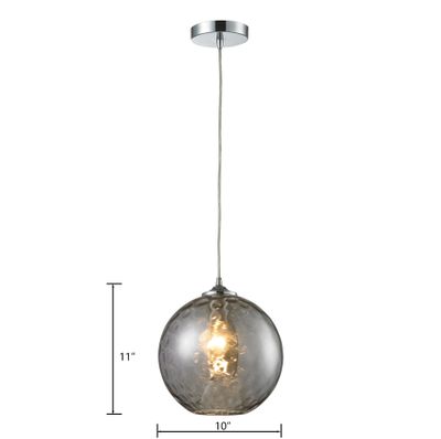 Watersphere 10″ Wide 1-Light Mini Pendant - Polished Chrome with Smoke