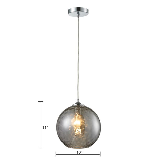 Watersphere 10'' Wide 1-Light Mini Pendant - Polished Chrome with Smoke