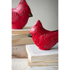 Set of 2 Painted Metal Cardinals 2