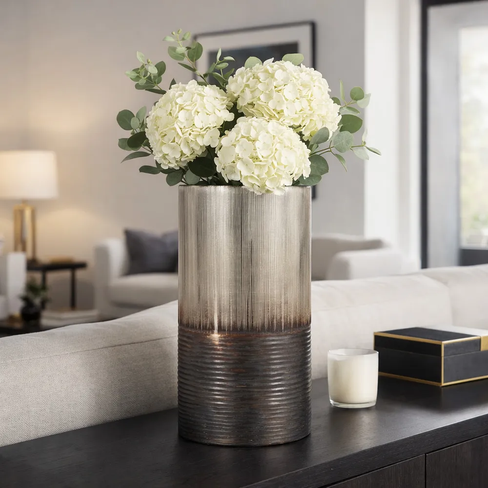 ARLOROSE SILVER GLASS VASE 13 (IN)