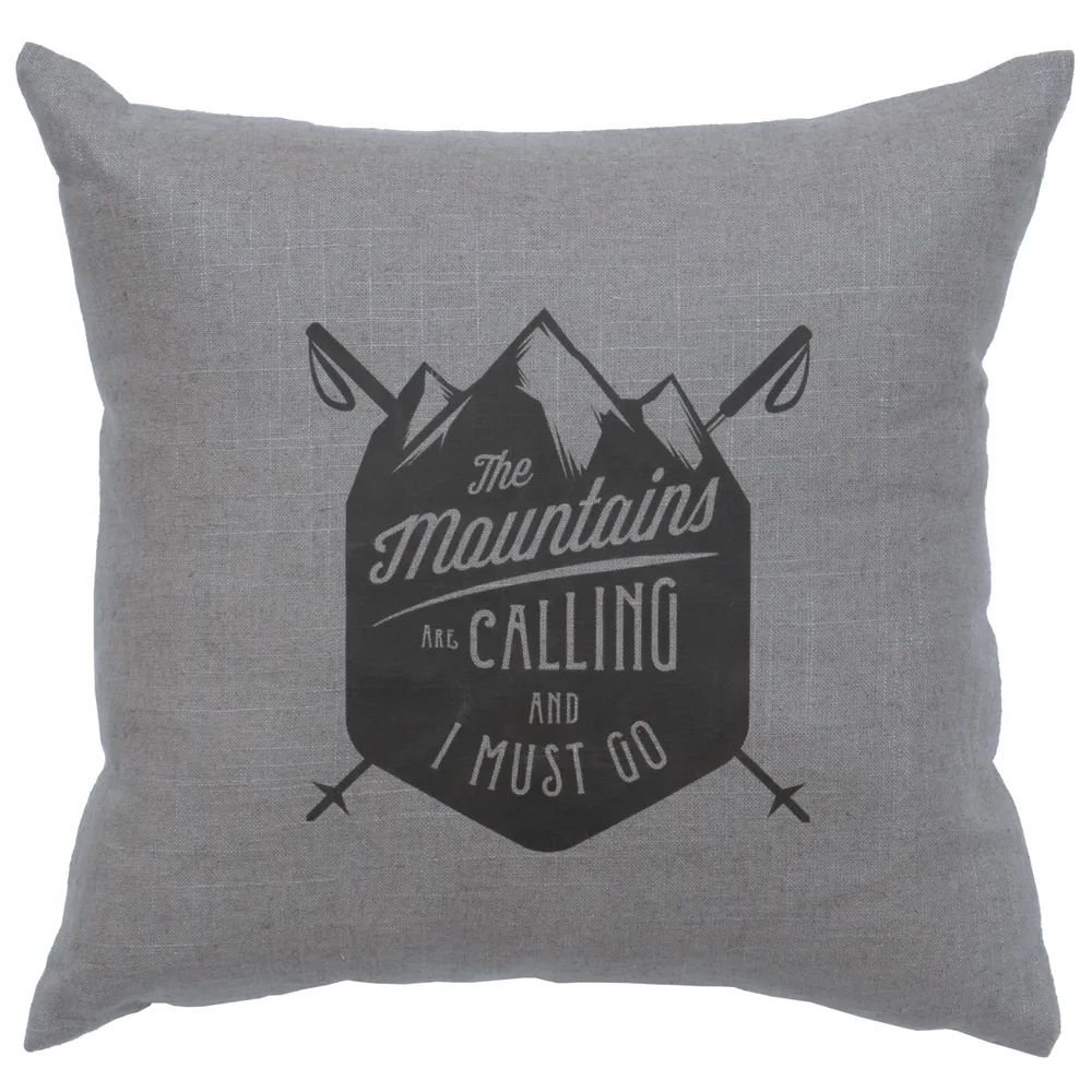 Image Pillow - Mountains are Calling - Linen Gray