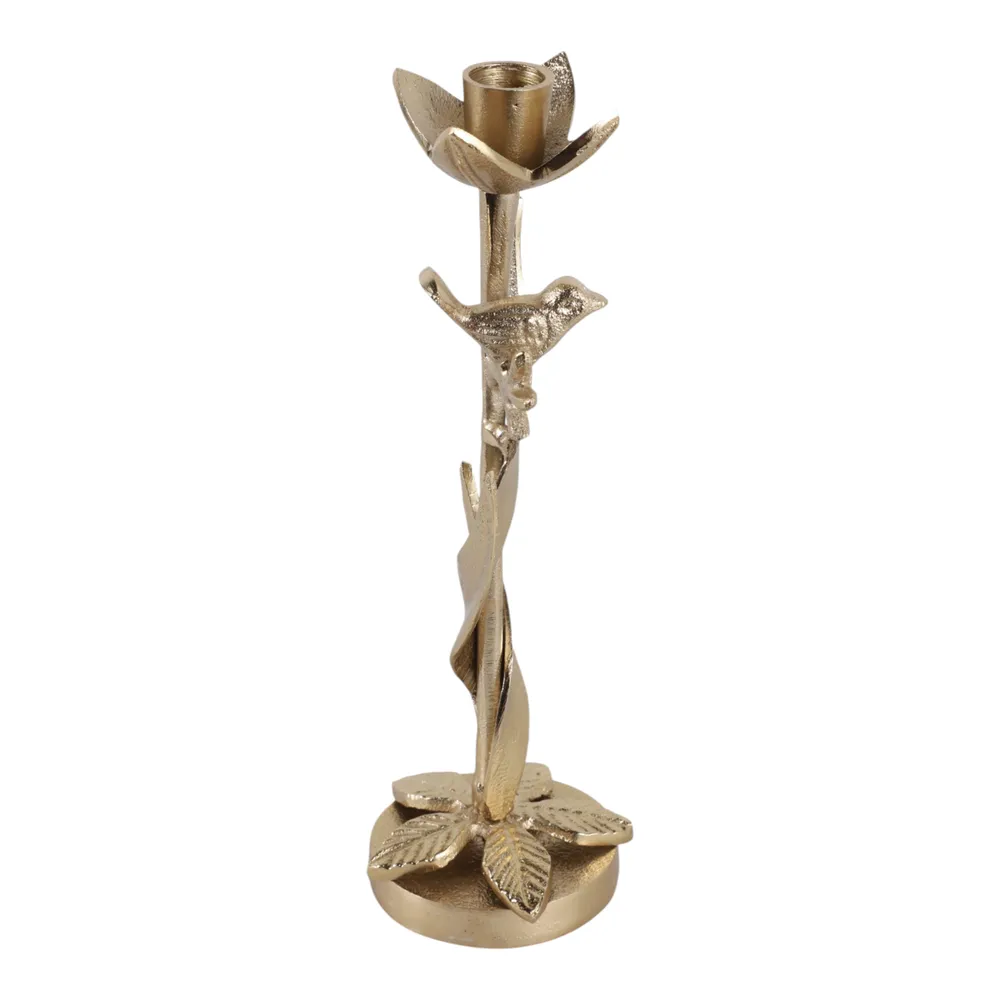 HOLLYMOOR GOLD CANDLE HOLDER 11 (IN)