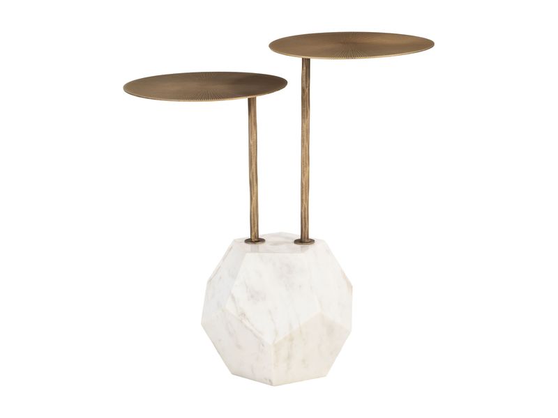 Anten Side Table Brass & White 4