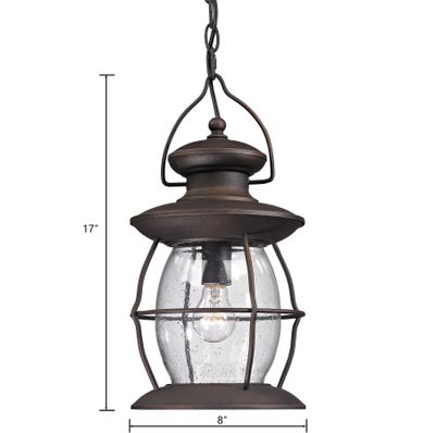 Village Lantern 8″ Wide 1-Light Outdoor Pendant - Weathered Charcoal