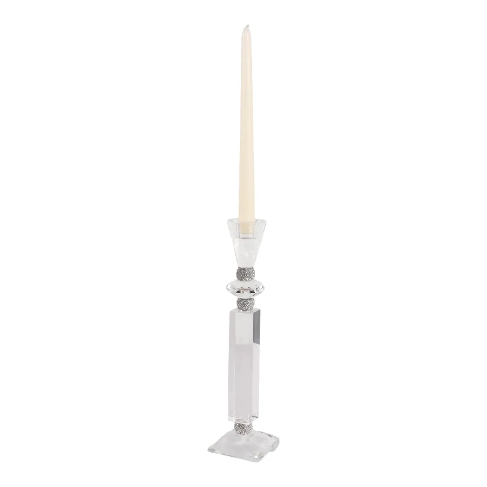 GRANLEYSHAW CLEAR CANDLE HOLDER 12 (IN)