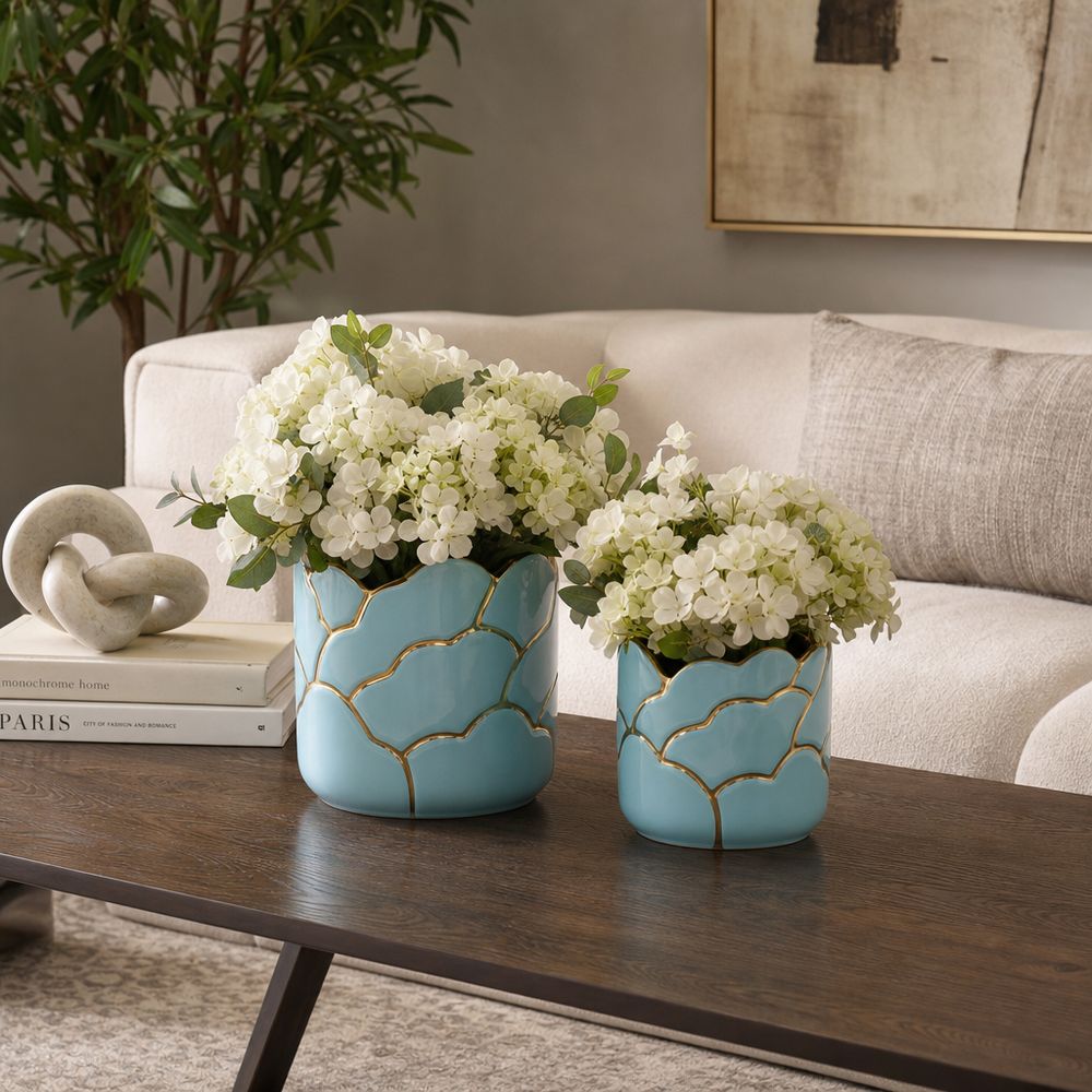 BRIGHTONROSE SET OF 2 BLUE PLANTER 7 (IN)
