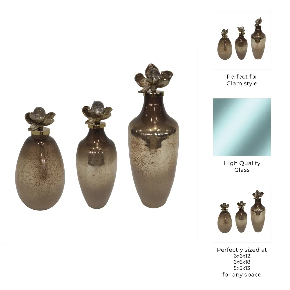 HOLLISPARK SET OF 3 BLACK GLASS VASES 18 (IN)