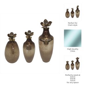 HOLLISPARK SET OF 3 BLACK GLASS VASES 18 (IN) 8