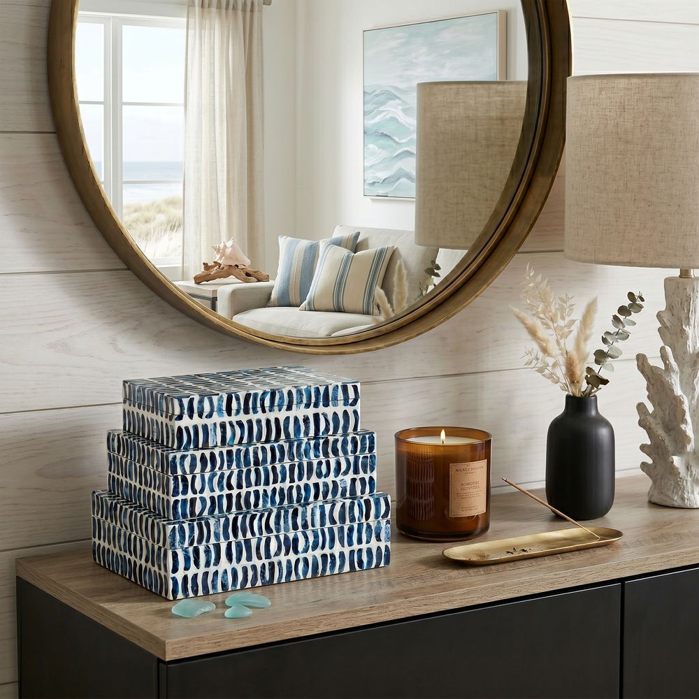 PALMERLAND SET OF 3 BLUE BOXES 4 (IN)