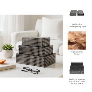 BLAINEMOOR SET OF 3 BLACK BOXES 4 (IN) 9