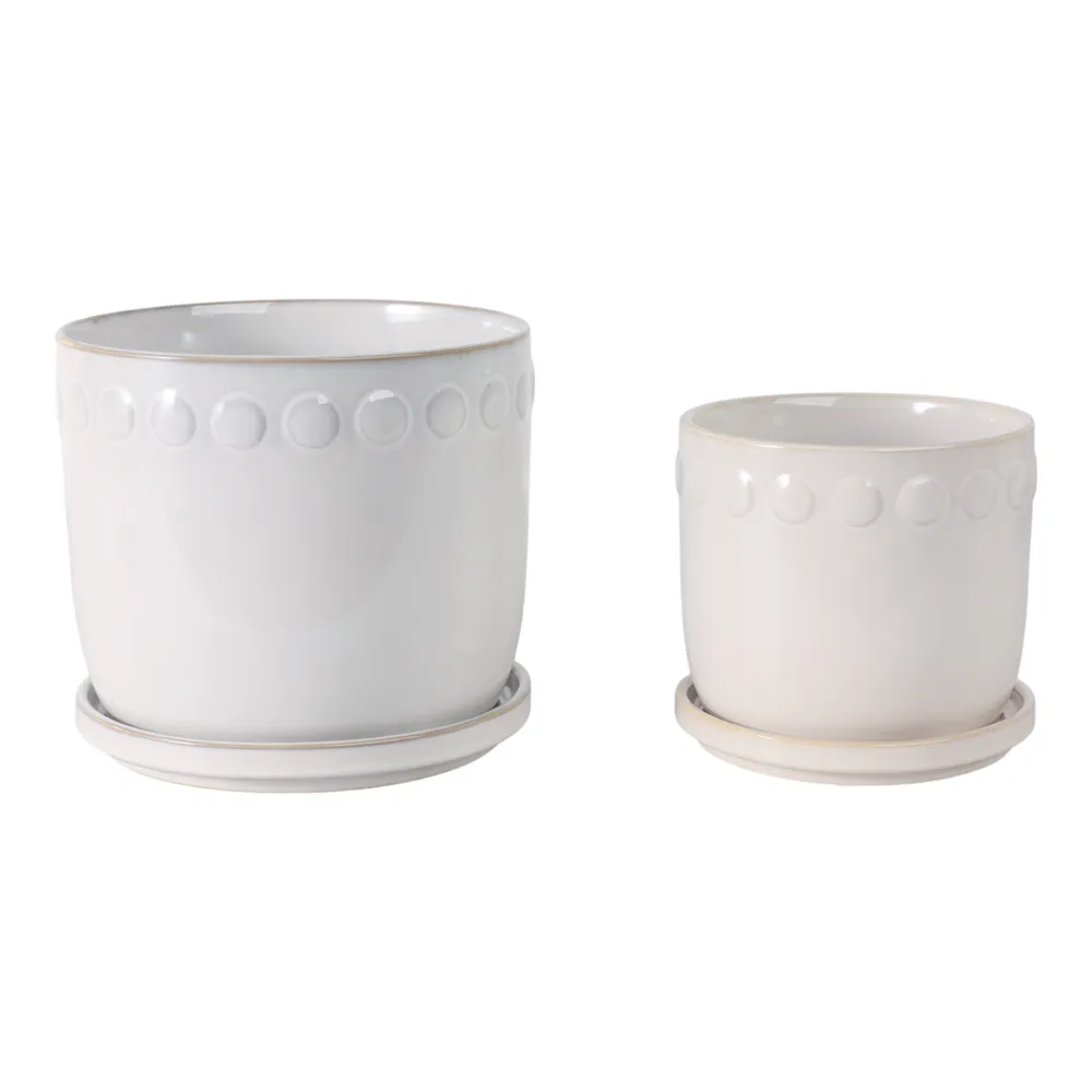 LINTONMORE SET OF 2 WHITE PLANTER 8 (IN)
