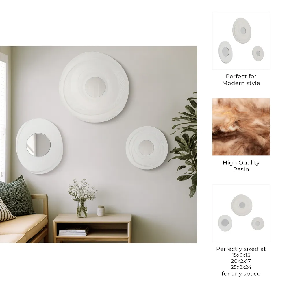 DALETON SET OF 3 GRAY MIRRORS 25 (IN)