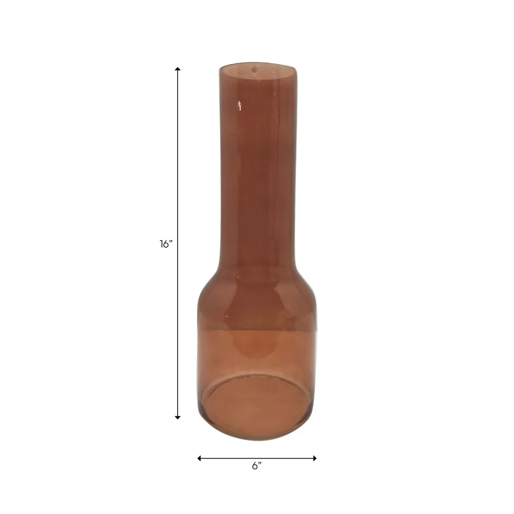 HOLLISBEACH BROWN GLASS VASE 16 (IN)