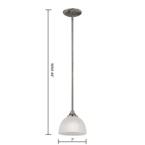 Bristol Lane 7'' Wide 1-Light Mini Pendant - Brushed Nickel with White Glass 2