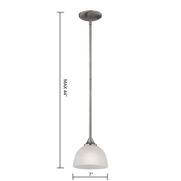 Bristol Lane 7'' Wide 1-Light Mini Pendant - Brushed Nickel with White Glass
