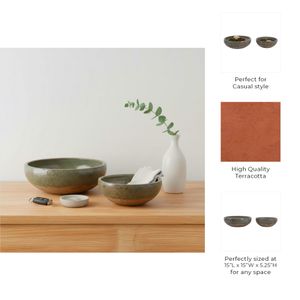 DANFORTHMILL SET OF 2 GREEN BOWLS 6 (IN) 9