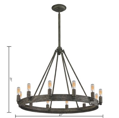 Lewisburg 27″ Wide 12-Light Chandelier - Malted Rust