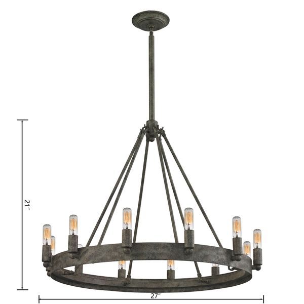Lewisburg 27'' Wide 12-Light Chandelier - Malted Rust