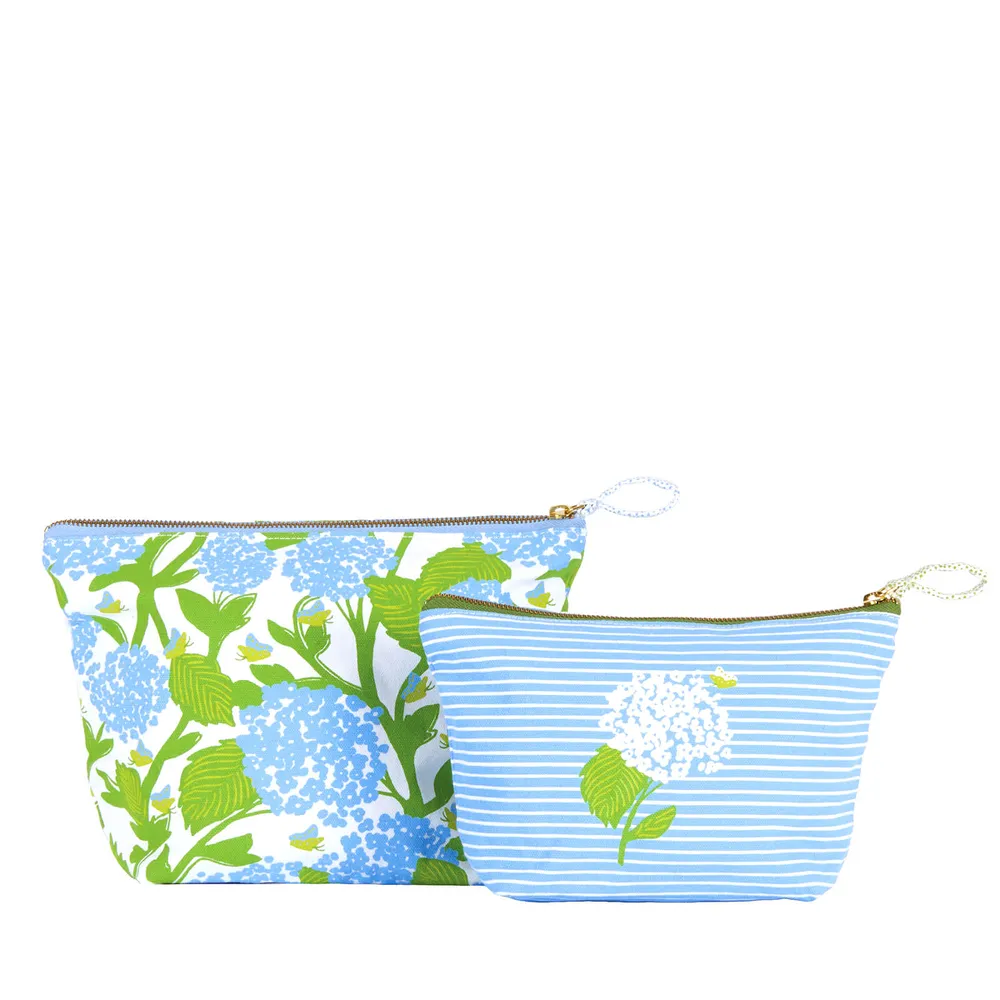 Hydrangea Bloom Large Essential Canvas Pouch Set of 2