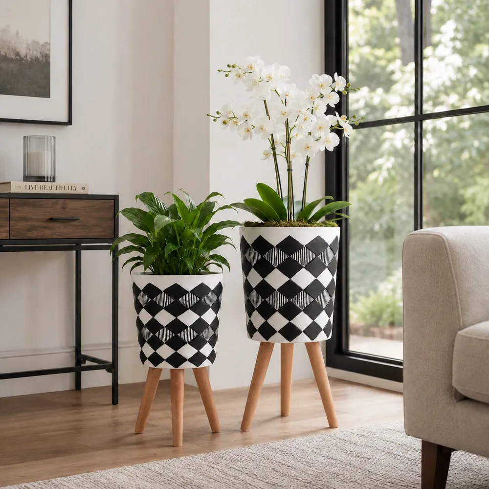GLASTONCREST SET OF 2 BLACK PLANTER 21 (IN)