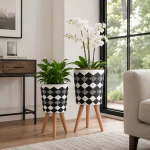 GLASTONCREST SET OF 2 BLACK PLANTER 21 (IN) 2