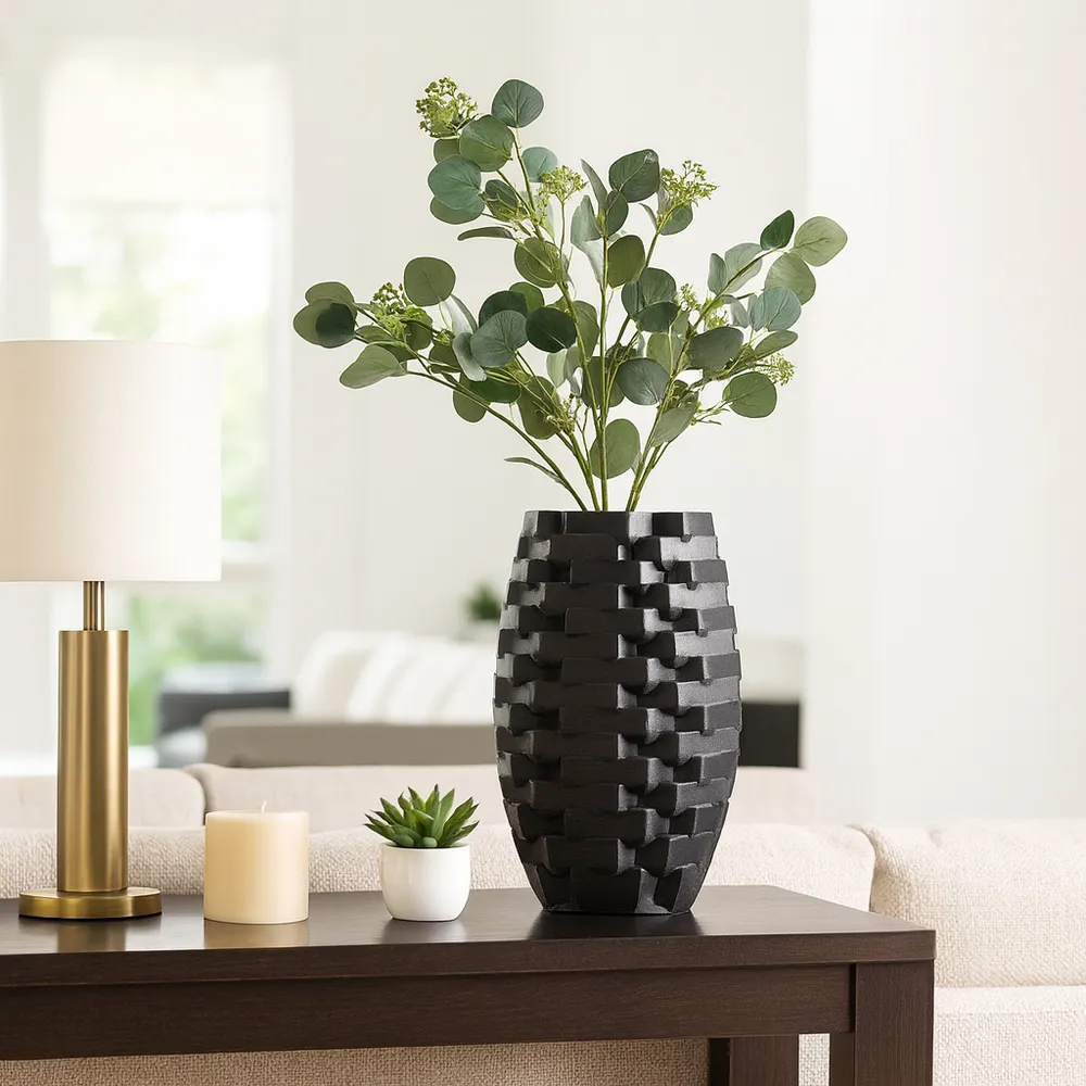 OLIVERSTONE BLACK VASE 13 (IN)