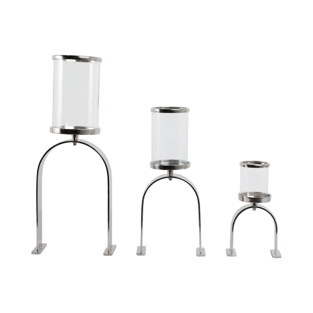 FLYNN SET OF 3 SILVER CANDLE HOLDER 22 (IN)
