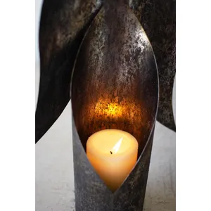 Set of 2 Rustic Metal Angel Candle Holders 4