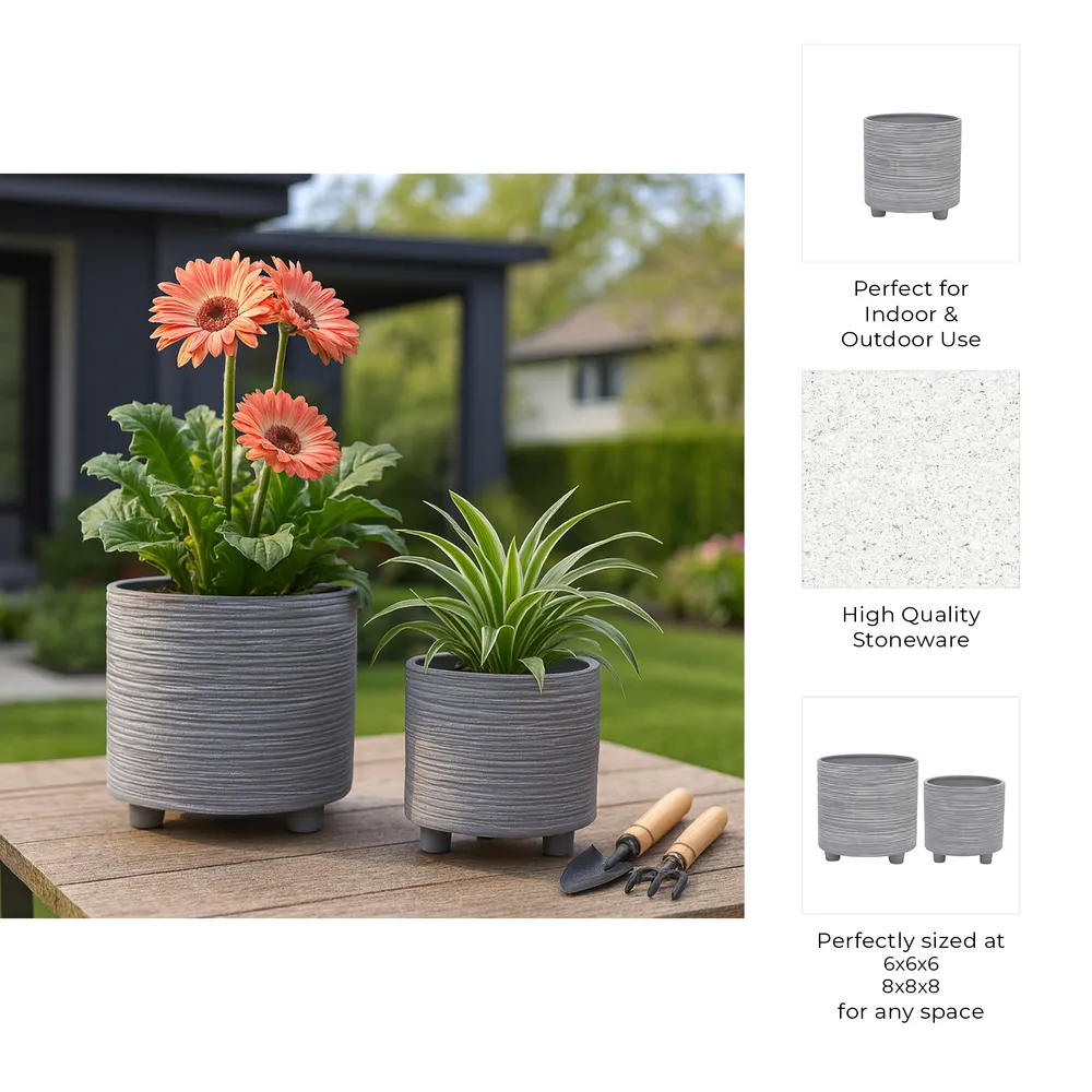 COHENGROVE SET OF 2 GRAY PLANTER 8 (IN)