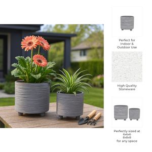 COHENGROVE SET OF 2 GRAY PLANTER 8 (IN) 8