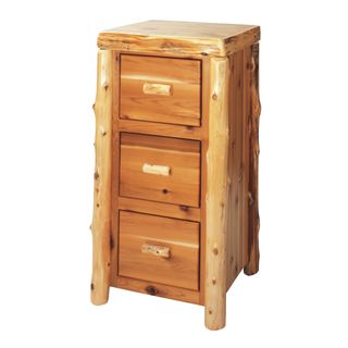 Cedar Log Three Drawer File Cabinet - Vintage