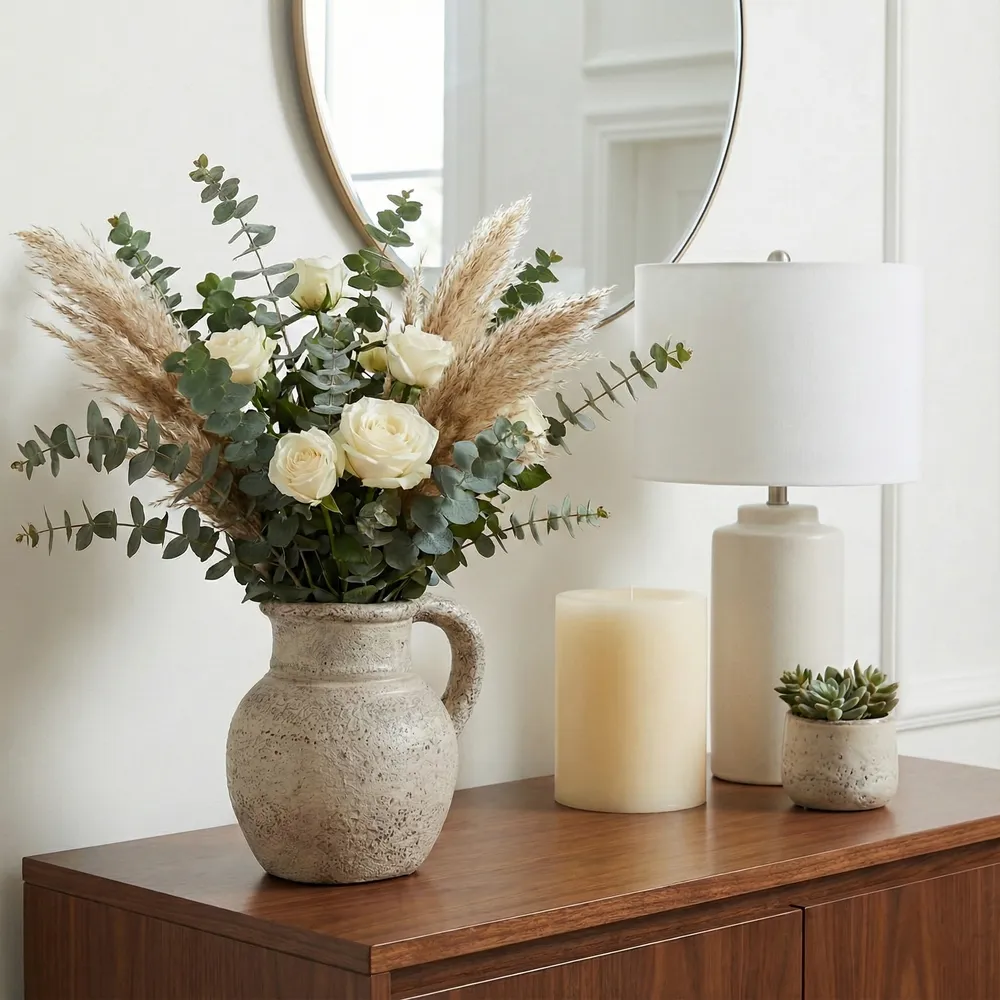 SHERMANGROVE WHITE VASE 9 (IN)