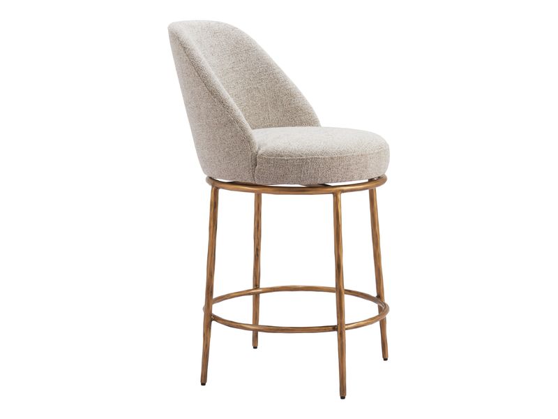 Nordhavn Swivel Counter Stool Beige & Gold 7