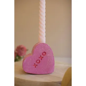 Set of 3 Clay Conversation Heart Candle Holders 5