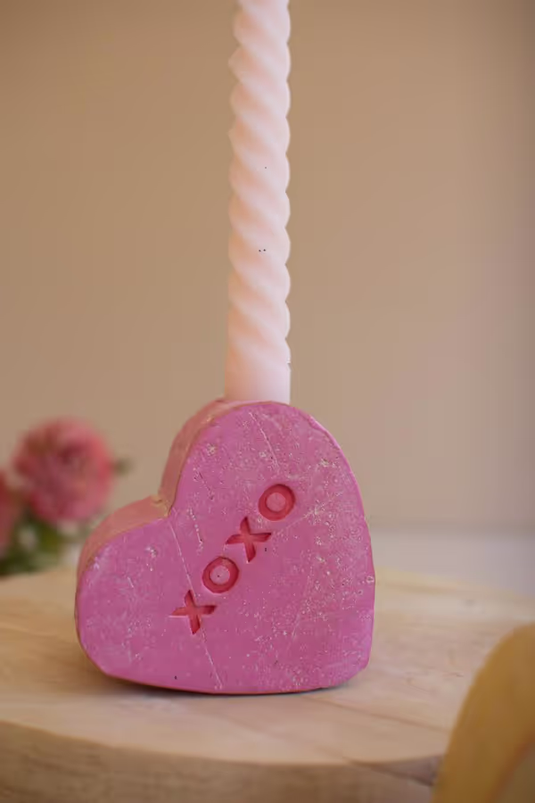 Set of 3 Clay Conversation Heart Candle Holders