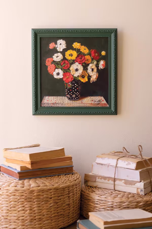 Green Framed Still-Life Painting