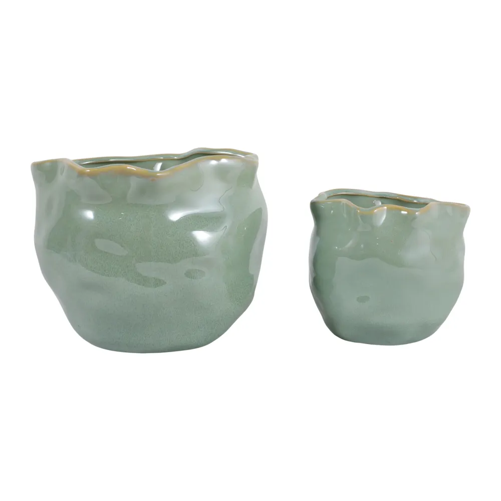DRAPERSTONE SET OF 2 GREEN PLANTER 6 (IN)