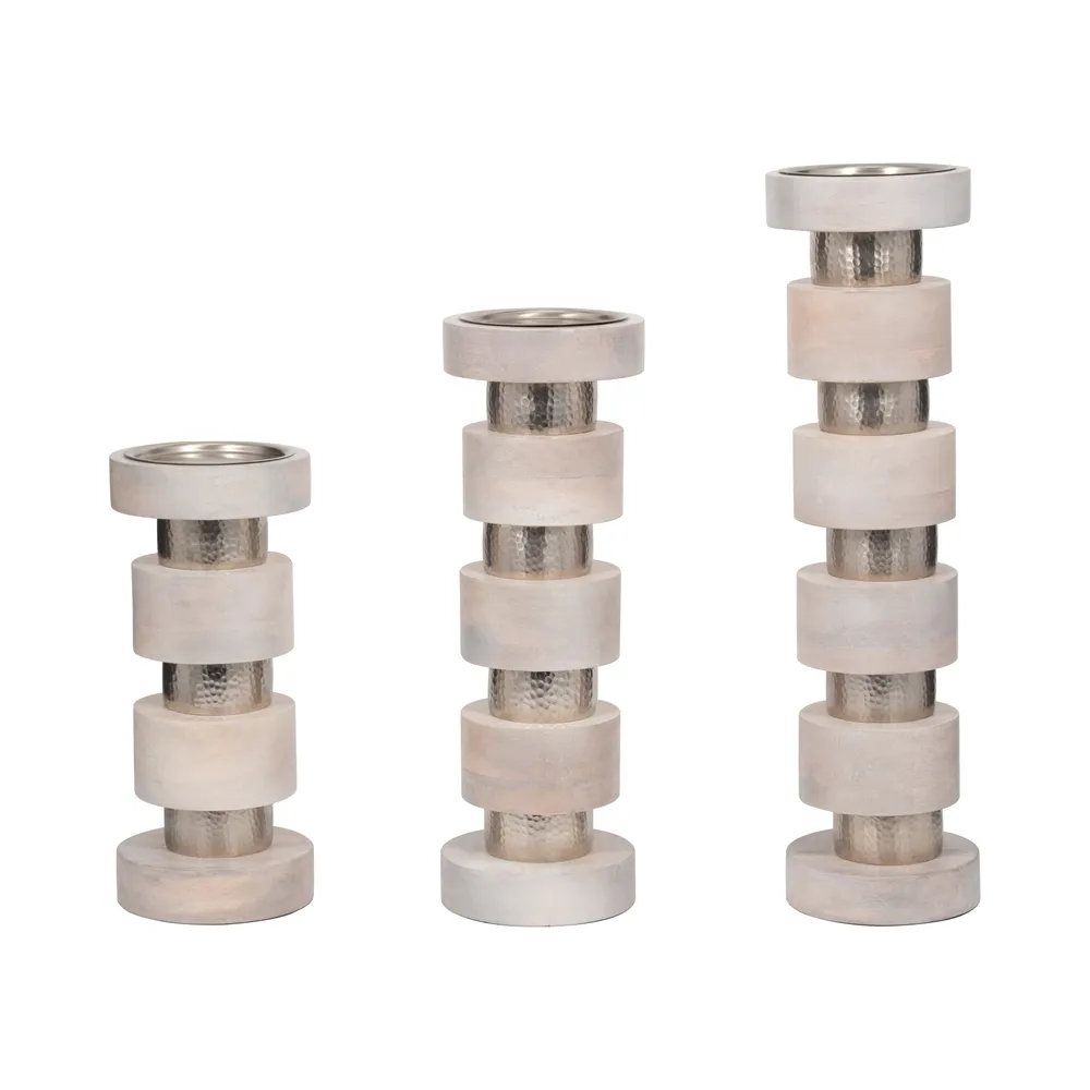 DESMONDRIDGE SET OF 3 WHITE CANDLESTICK 22 (IN)
