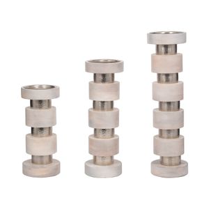 DESMONDRIDGE SET OF 3 WHITE CANDLESTICK 22 (IN) 4