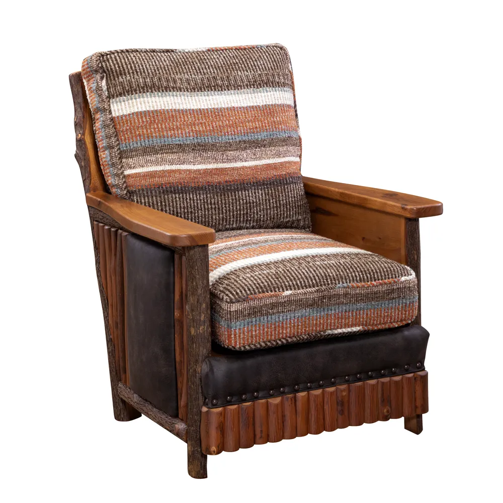 Hickory Log  Shenandoah Lounge Chair - Customer Fabric - Seat:  Fabric TBD;   Backrest:  Fabric TBD