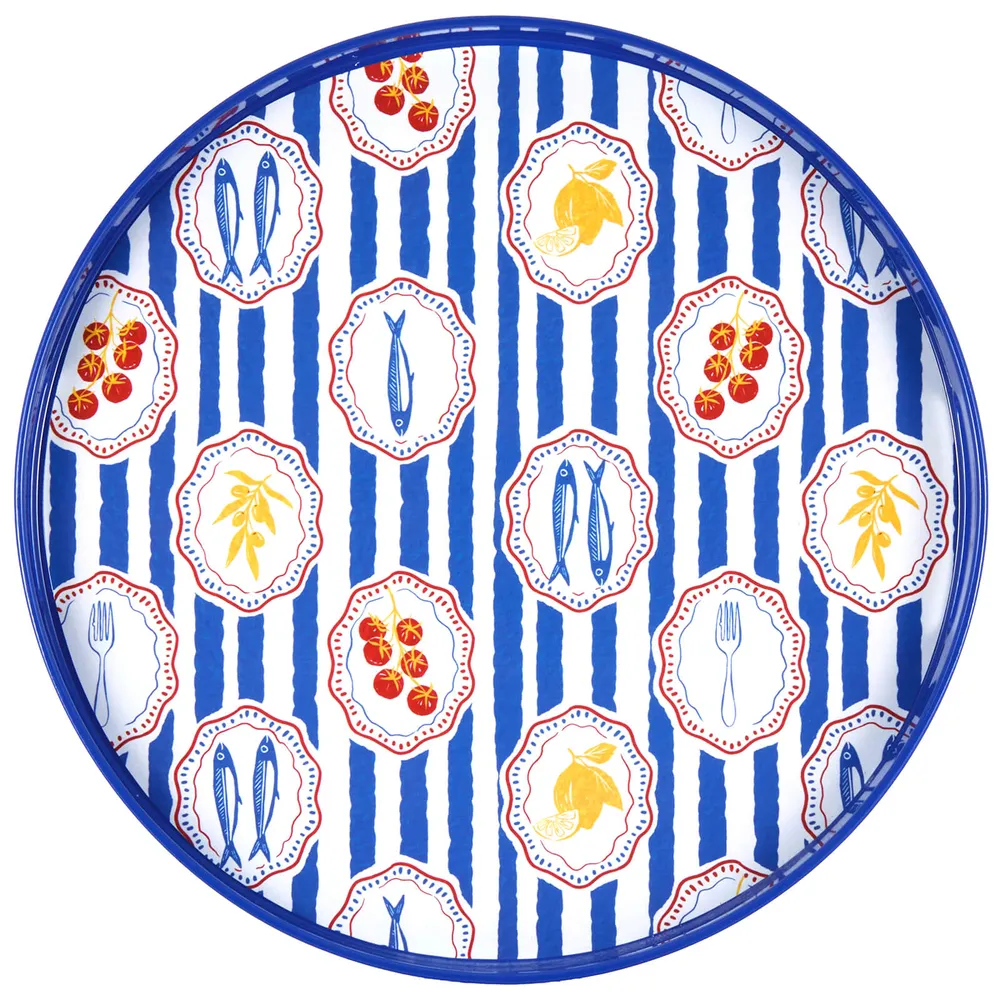 Mediterranean Market Round Lacquer Serving Tray