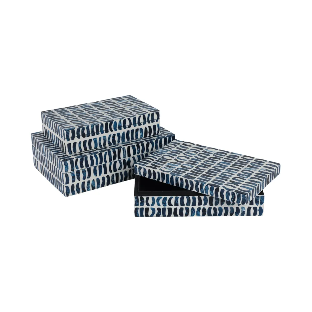PALMERLAND SET OF 3 BLUE BOXES 4 (IN)