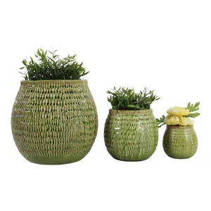 HILTONCLIFF SET OF 3 GREEN PLANTER 11 (IN) 3